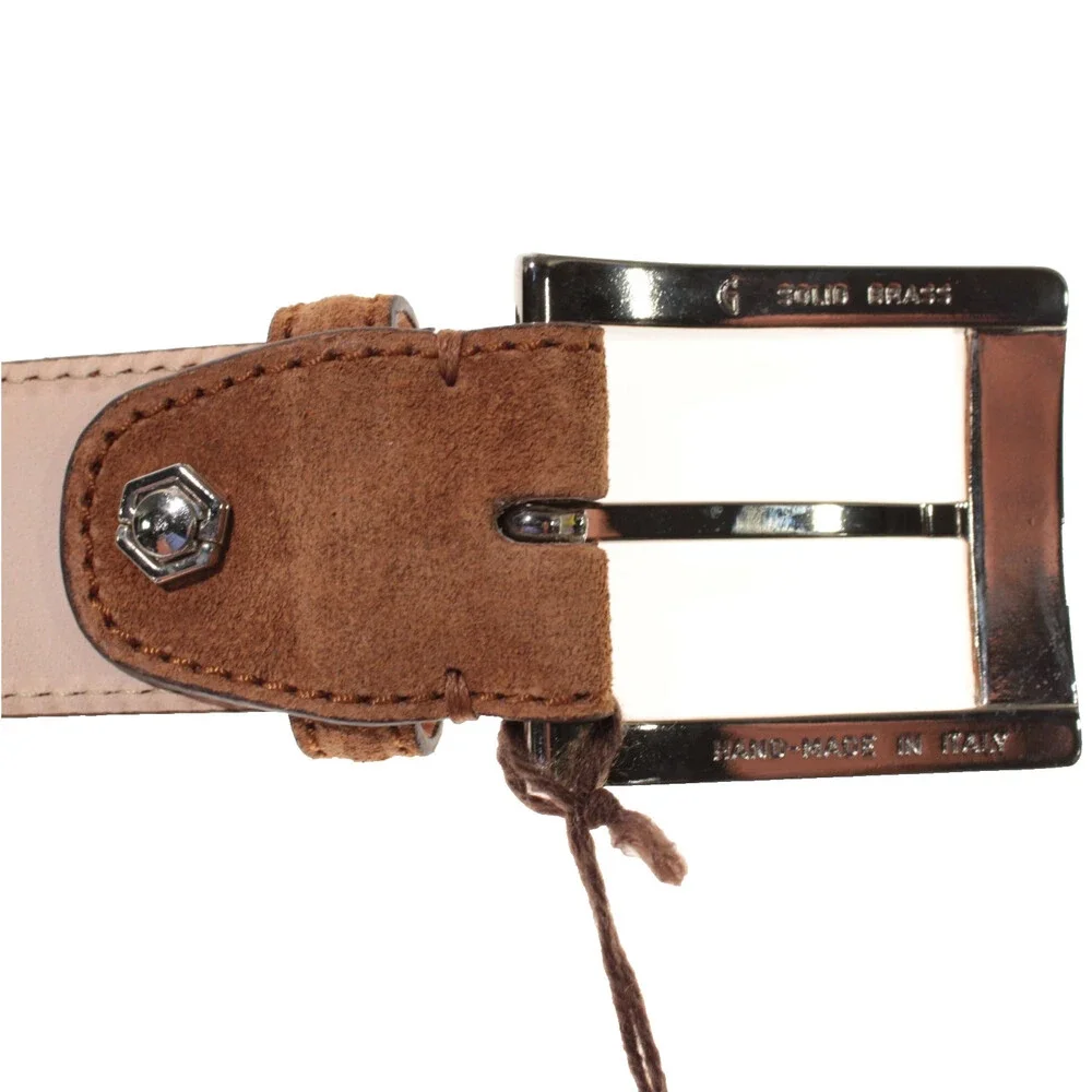 Di Bianco NWT Cut to Size Dress Belt In Solid Brown Suede Leather One Size
